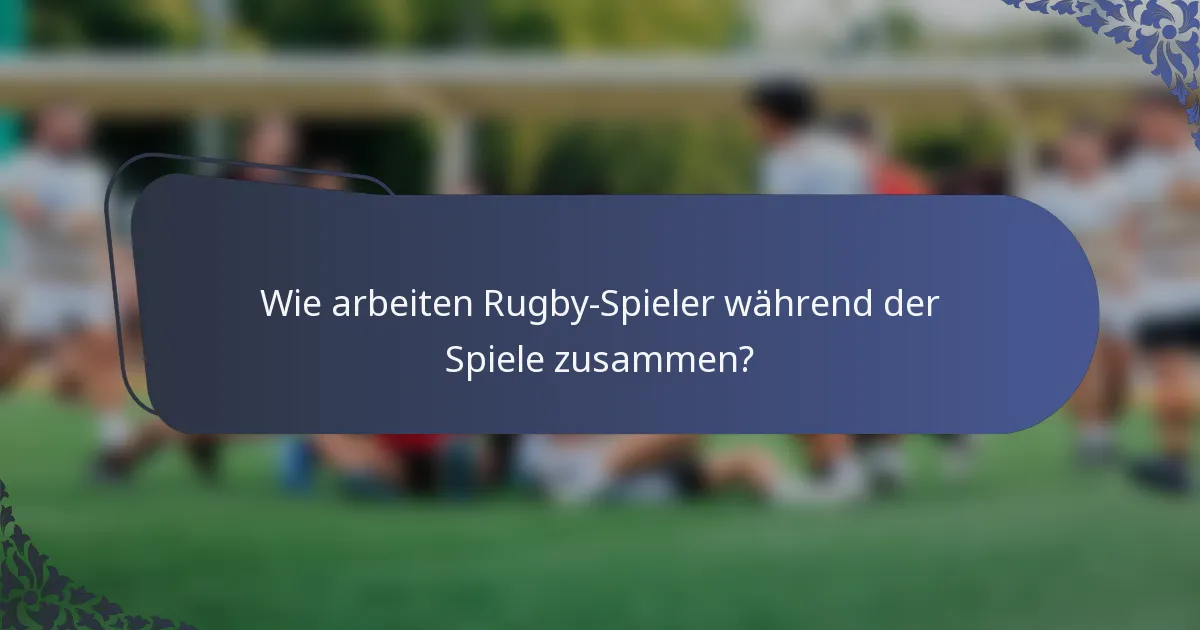Wie arbeiten Rugby-Spieler während der Spiele zusammen?